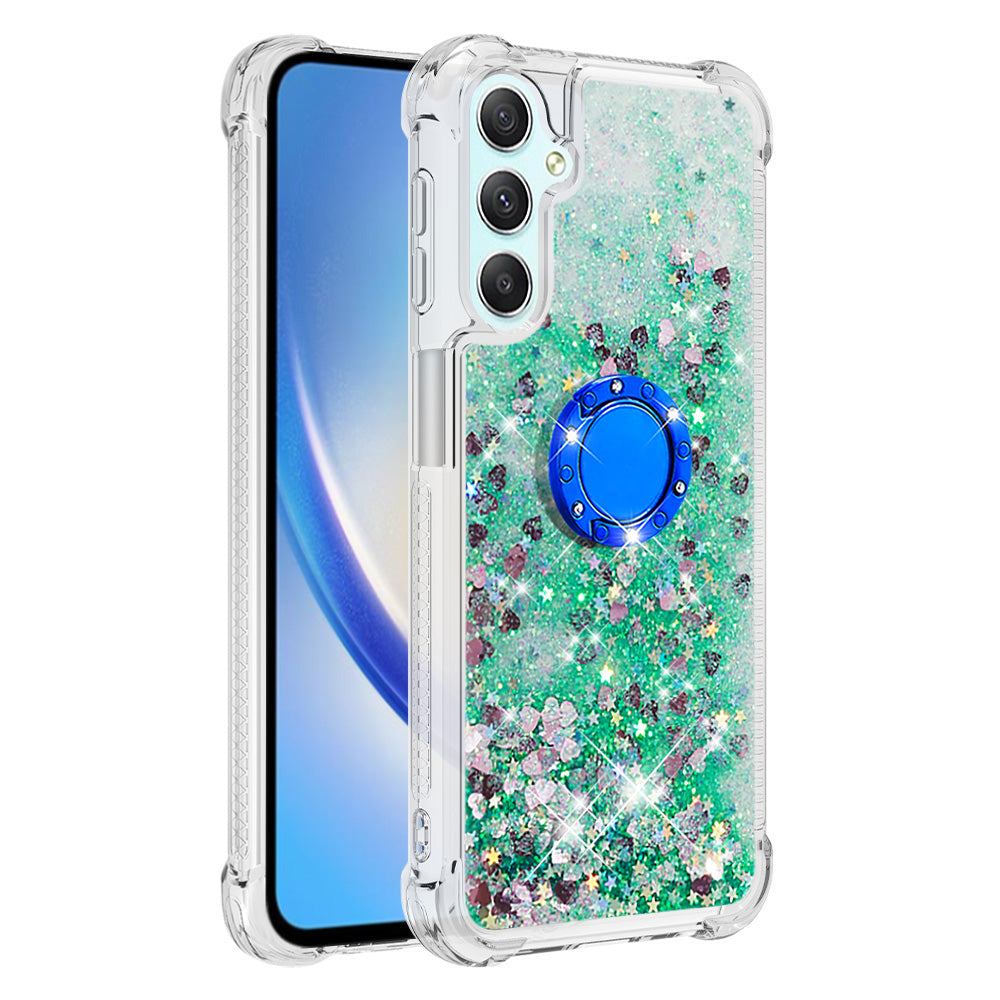 YB Quicksand Series-7 for Samsung Galaxy A24 4G Ring Kickstand Phone Case Flowing Liquid TPU Cover YB Quicksand Series-7 for Samsung Galaxy A24 4G Ring Kickstand Phone Case Flowing Liquid TPU Cover